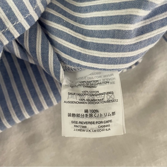 J.Crew Sz 2 Embroidered Pineapple Striped Knot Tank Blue white preppy top - Picture 6 of 6